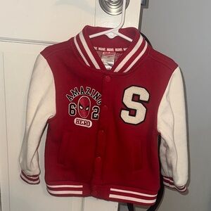 Marvel Red and White Kids Spider-Man Letterman Jacket